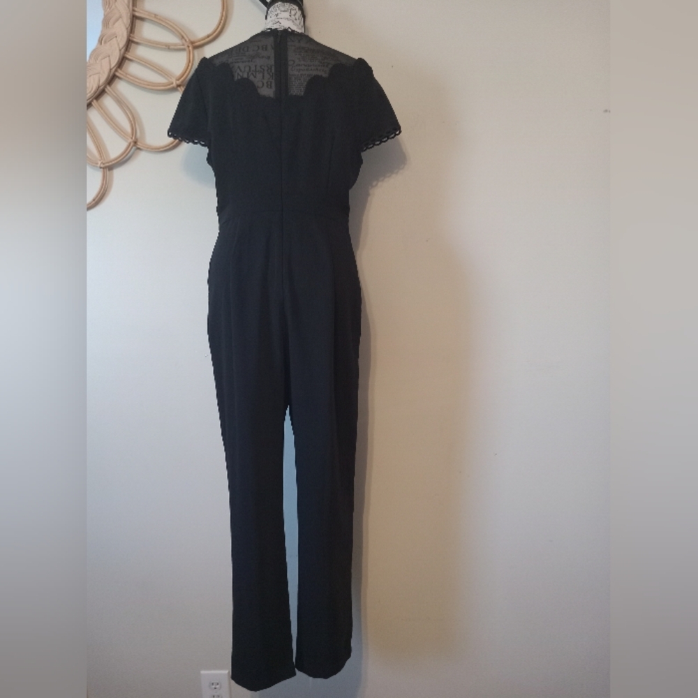 Anthropologie Black Scalloped Yoke Mini Dress - Picture 9 of 15